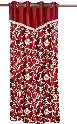 76% OFF on Zikrak Exim Polyester Red Floral Eyelet Curtain