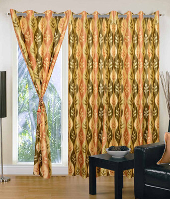 66% OFF on HomeZaara Polyester Multicolor Striped Eyelet Curtain