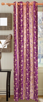 50% OFF on Vrinda Polyester Purple Printed Tab Top Curtain