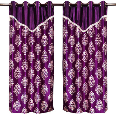 60% OFF on Zikrak Exim Polyester Purple Damask Eyelet Curtain