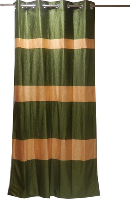 18% OFF on Furnishing Centre Polycotton Green and Cr������me Floral Eyelet Curtain