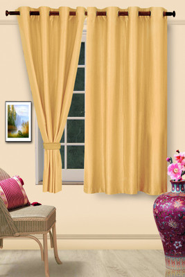 16% OFF on Cortina Polyester Gold Solid Eyelet Curtain