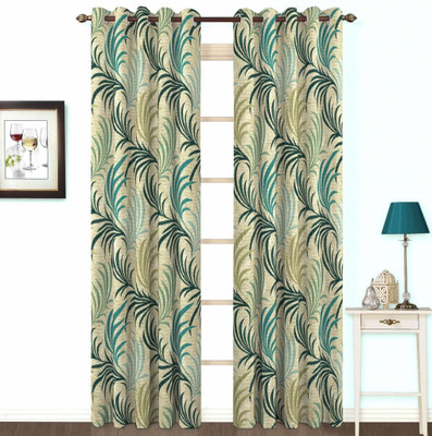 Skipper Polyester, Viscose, Blends Multicolour Floral Eyelet Curtain