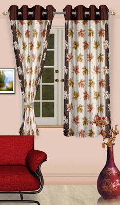 77% OFF on Cortina Polyester Brown Abstract Eyelet Curtain