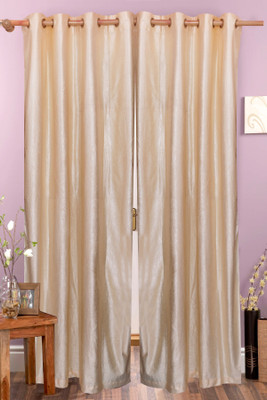 58% OFF on Vrinda Polyester White Solid Tab Top Curtain