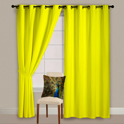 50% OFF on StyleNcomfort Yellow Self Design Eyelet Curtain