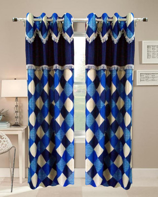 60% OFF on Homefab India Polyester Blue Checkered Eyelet Curtain