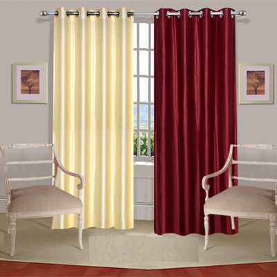 28% OFF on Handloomdaddy Polyester Beige, Red Solid Eyelet Curtain 28% OFF on Handloomdaddy Polyester Beige, Red Solid Eyelet Curtain