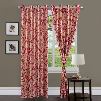 16% OFF on Handloomhub Polyester Maroon Printed Eyelet Curtain