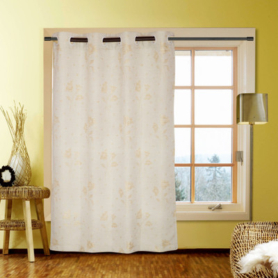 40% OFF on Kings Polycotton Cream Printed Eyelet Curtain