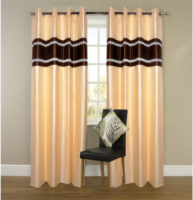 57% OFF on JBG Home Store Polyester Cream Floral Eyelet Curtain