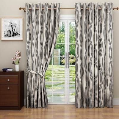 G M HomeFashion Polyester Multicolor Abstract Eyelet Curtain