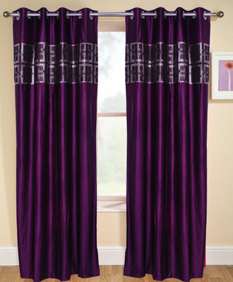 53% OFF on Fresh From Loom Polycotton Purple Solid Eyelet Curtain