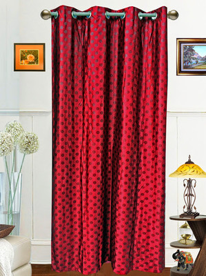 58% OFF on Dekor World Polyester Maroon Self Design Eyelet Curtain