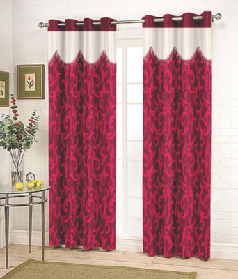 34% OFF on Fabutex Maroon Floral Eyelet Curtain