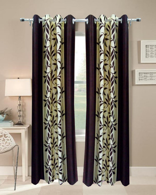 64% OFF on Optimistic Home Furnishing Polyester Brown Floral Eyelet Curtain