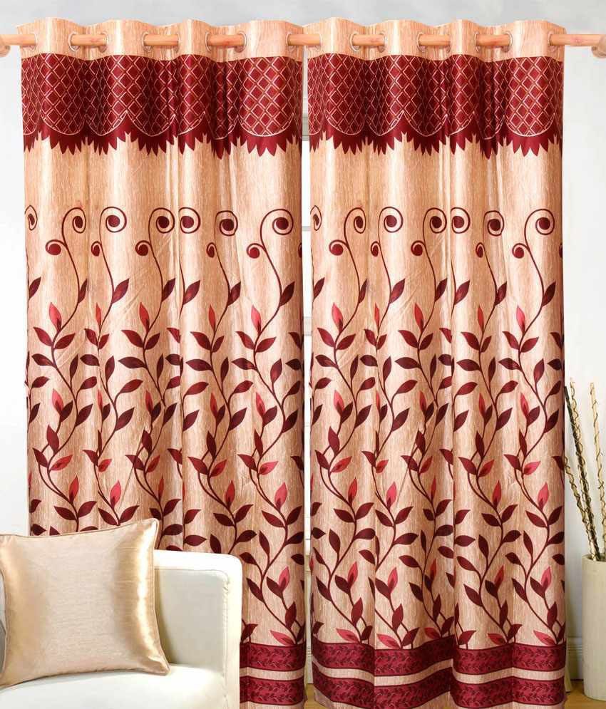 52% OFF on Hargunz Polyester Red Abstract Eyelet Curtain