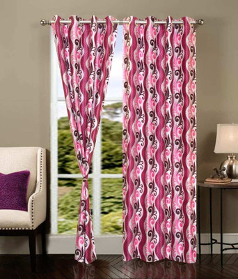 66% OFF on HomeZaara Polyester Multicolor Striped Eyelet Curtain