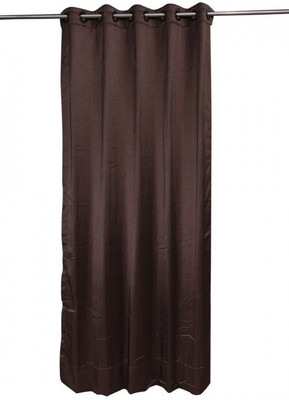 ANIQ Polycotton Brown Plain Curtain Door Curtain 210 Cm In Height, Single Curtain