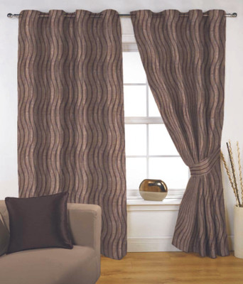 50% OFF on Fabutex Polyester Brown Printed Eyelet Curtain