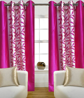 16% OFF on Homesazz Polyester Pink Floral Eyelet Curtain 16% OFF on Homesazz Polyester Pink Floral Eyelet Curtain