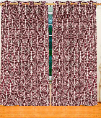 47% OFF on Home Candy Polyester Brown Self Design Ring Rod Curtain