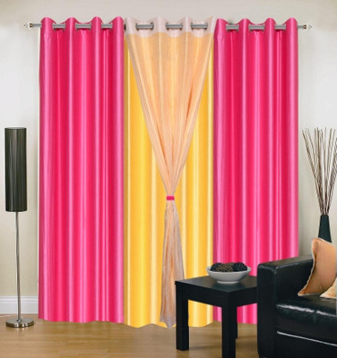 60% OFF on IWS Polyester Multicolor Geometric Ring Rod Curtain