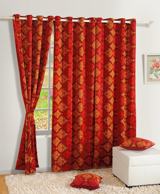 14% OFF on Swayam Silk Multicolor Floral Eyelet Curtain 14% OFF on Swayam Silk Multicolor Floral Eyelet Curtain