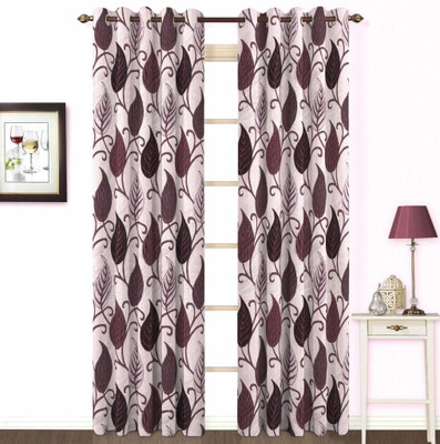 9% OFF on Skipper Polyester, Viscose, Blends Purple Floral Eyelet Curtain