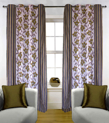 50% OFF on Kings Polycotton Green Printed Eyelet Curtain
