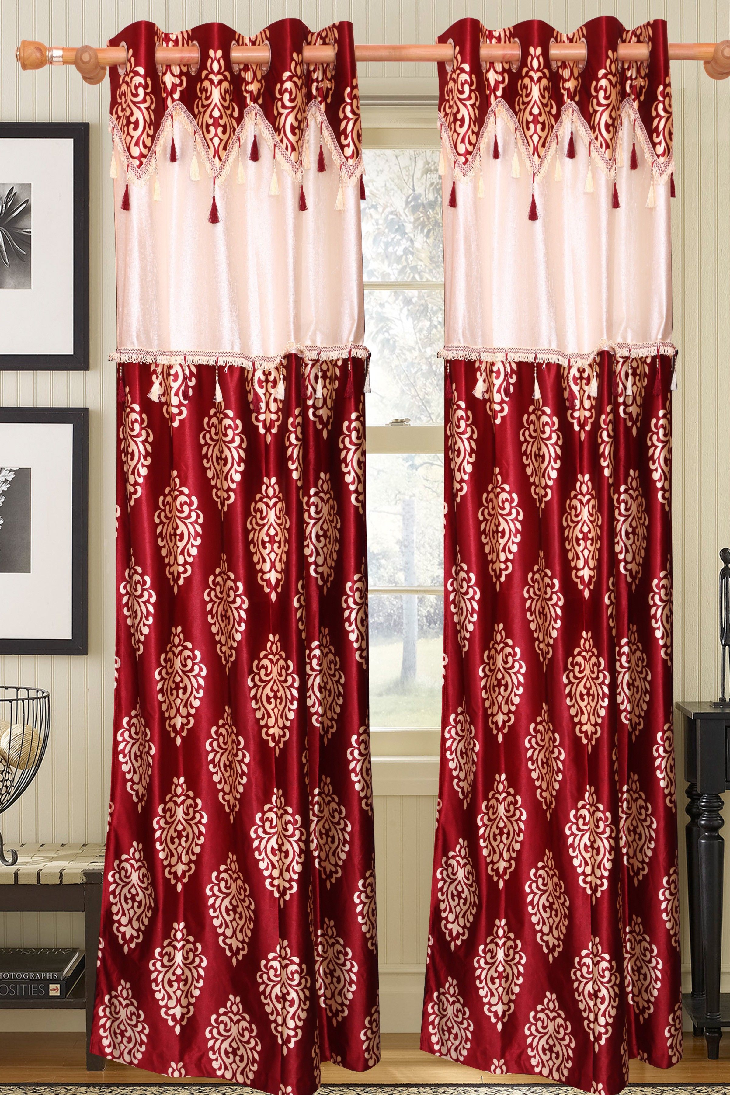 46% OFF on Vrinda Polyester Red Striped Eyelet Curtain 46% OFF on Vrinda Polyester Red Striped Eyelet Curtain