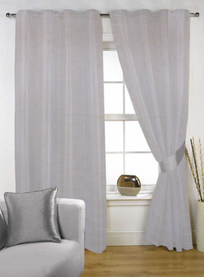 55% OFF on Delight Polycotton Grey Solid Eyelet Curtain
