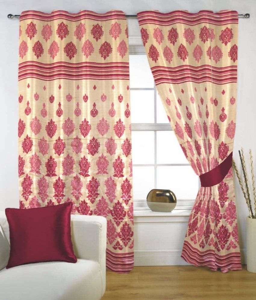 14% OFF on Fabutex Polyester Pink Floral Eyelet Curtain 14% OFF on Fabutex Polyester Pink Floral Eyelet Curtain