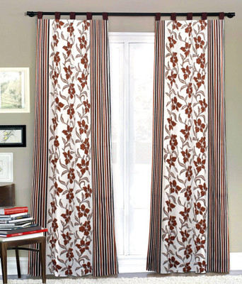 35% OFF on Fabutex Blends Brown Floral Eyelet Curtain