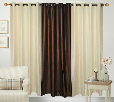 Fresh From Loom Polycotton Multicolor Solid Eyelet Curtain