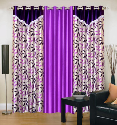 54% OFF on IWS Polyester Multicolor Geometric Eyelet Curtain