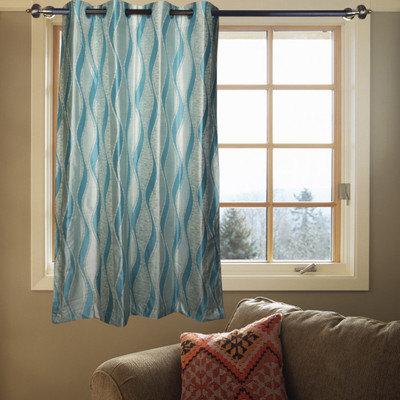 50% OFF on Kings Polycotton Blue Floral Tab Top Curtain