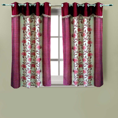 61% OFF on Homefab India Polyester Maroon Geometric Eyelet Curtain