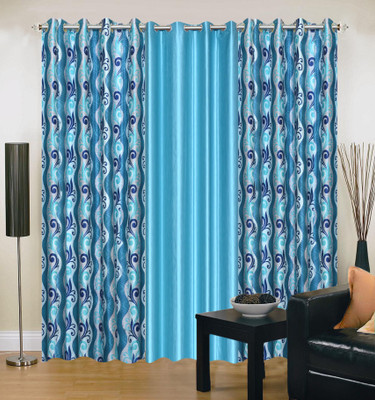 56% OFF on IWS Polyester Multicolor Damask Eyelet Curtain