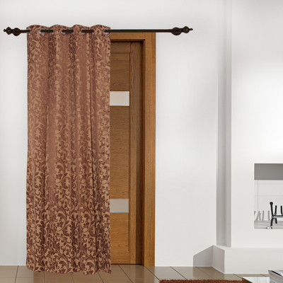 5% OFF on FloatingWalls Polyester Brown Floral Eyelet Curtain