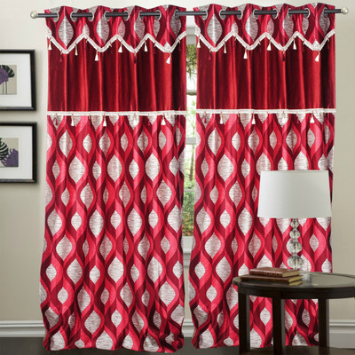 39% OFF on Hargunz Polyester Maroon Floral Eyelet Curtain