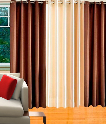 57% OFF on Hargunz Polycotton Brown, Beige Printed Eyelet Curtain