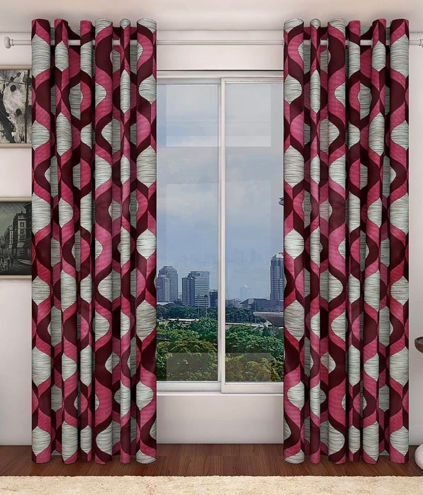 73% OFF on Home Beauty Polyester Multicolour Printed Eyelet Curtain