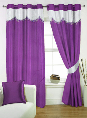 80% OFF on Kings Polycotton Purple Solid Tab Top Curtain