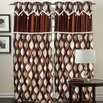 43% OFF on Hargunz Polyester Brown Self Design Eyelet Curtain