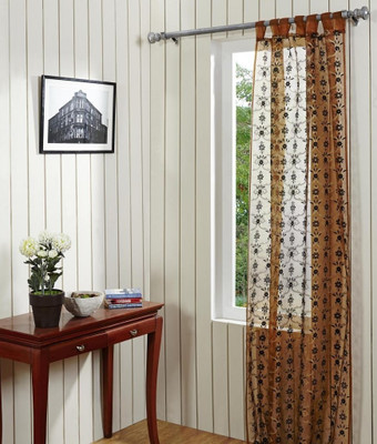 4% OFF on @HOME Polyester, Dupion Door Curtain 228.6 cm/90 inch in Height, Brown