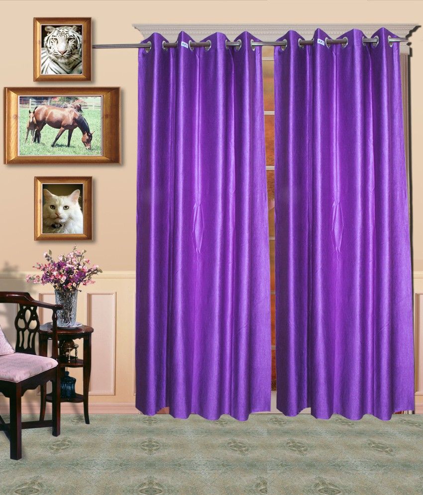 46% OFF on Madhav Product Polyester Purple Geometric Eyelet Curtain