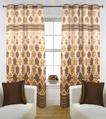 50% OFF on Kings Polycotton Brown Floral Eyelet Curtain