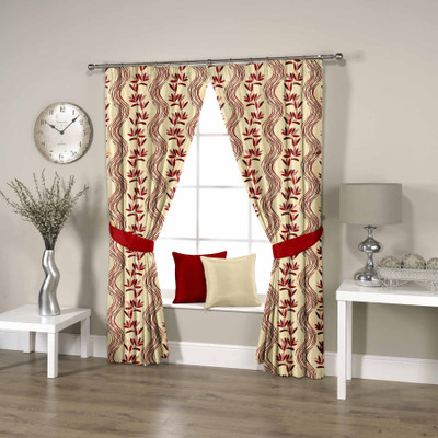 53% OFF on Threadmix Polyester Red Abstract Eyelet Curtain