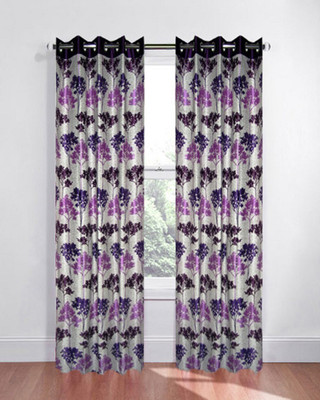 56% OFF on Homefab India Polyester Purple Floral Eyelet Curtain
